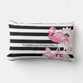 フラミンゴビベスオンリーブラック&ホワイトストライプフラミンゴ ランバークッション (正面)