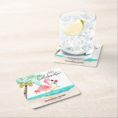 フラミンゴビーチカクテルトロピカルブライダルシャワー スクエアペーパーコースター (インサイチュ)