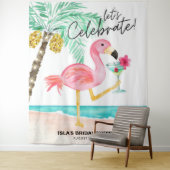 フラミンゴビーチカクテルトロピカルブライダルシャワー タペストリー (インサイチュ)