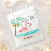フラミンゴビーチカクテルトロピカルブライダルシャワー フェイバーバッグ (クリップ留めされた状態)