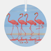 フラミンゴビーチサマーヴィンテージデザイン ガラスオーナメント (裏面)