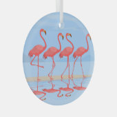 フラミンゴビーチサマーヴィンテージデザイン ガラスオーナメント (正面右)