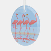 フラミンゴビーチサマーヴィンテージデザイン ガラスオーナメント (正面左)