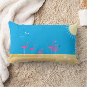 フラミンゴビーチシーン ランバークッション (ブランケット)