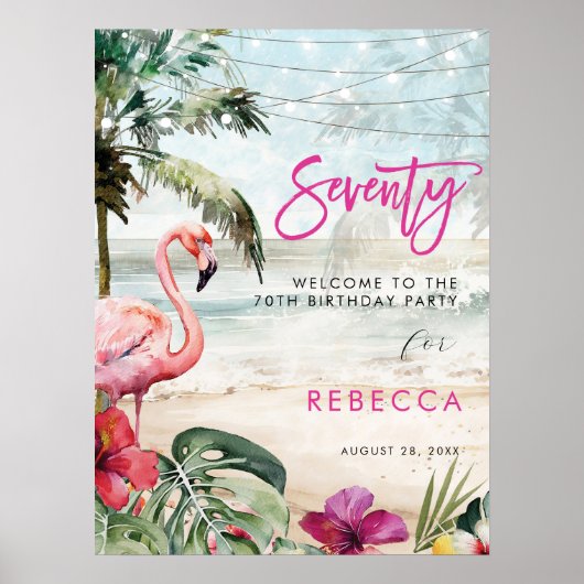 フラミンゴビーチトロピカル70thウェルカムサインポスター ポスター (正面)