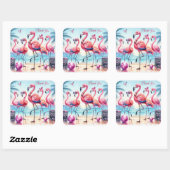 フラミンゴビーチパーティーありがとう スクエアシール (シート)