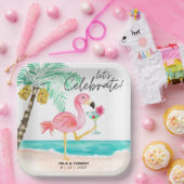 フラミンゴビーチパーティー熱帯ウェディングシャワー ペーパープレート (パーティー)