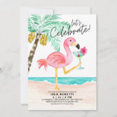 フラミンゴビーチ熱帯ブライダルシャワー 招待状 (正面)