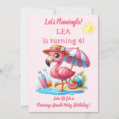 フラミンゴビーチ誕生日招待状 Let's Flamingl 招待状 (正面)