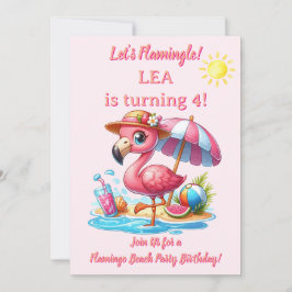 フラミンゴビーチ誕生日招待状 Let's Flamingl 招待状