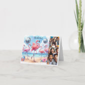 フラミンゴビーチ誕生日Bash写真 サンキューカード (正面)