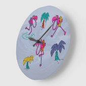 フラミンゴビーチ ラージ壁時計 (傾斜)