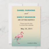 フラミンゴビーチ Save the Date | アクア 招待状 (裏面)