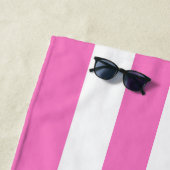 フラミンゴピンクと白ストライプ色 |ビーチハウス ビーチタオル (インサイチュ)