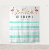 フラミンゴピンクのウェディングシャワーの背景 タペストリー (正面)