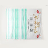 フラミンゴピンクのウェディングシャワー背景 タペストリー (正面(横))