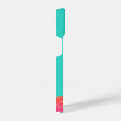 フラミンゴピンクのスパークルパーソナライズターコイズ iPhoneケース (右側面)