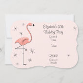 フラミンゴピンクの'パーティー'招待ブラケット 招待状 (裏面)