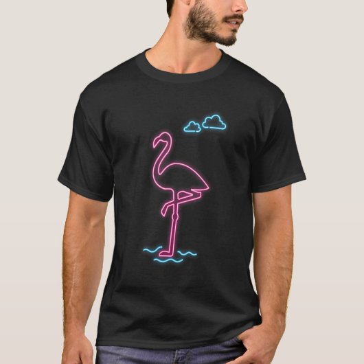 フラミンゴピンクのフラミンゴの鳥の雲 Tシャツ (正面)