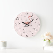 フラミンゴピンクの数字の周り ラージ壁時計 (ホーム)