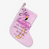 フラミンゴピンクの美しい聖句 スモールクリスマスストッキング (正面 (吊り時))