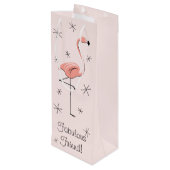 フラミンゴピンクの「素敵な友達!」 抱き枕ボトル ワインギフトバッグ (裏面アングル)
