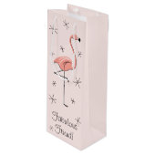 フラミンゴピンクの「素敵な友達!」 抱き枕ボトル ワインギフトバッグ (正面アングル)