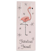 フラミンゴピンクの「素敵な友達!」 抱き枕ボトル ワインギフトバッグ (正面)