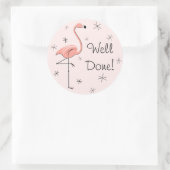 フラミンゴピンクよく行った!シール ラウンドシール (バッグ)