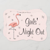 フラミンゴピンクガールのナイトアウト招待ブラケット 招待状 (正面/裏面)