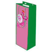 フラミンゴピンククリスマスライトトートワインバッグ ワインギフトバッグ (正面アングル)