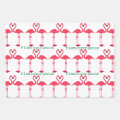 フラミンゴピンクグリーンカスタムタイポグラフィ3ピース ラッピングペーパーシート (正面2)