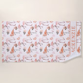 フラミンゴピンクサンゴ名 ビーチタオル (正面)