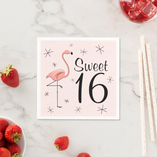 フラミンゴピンクスイーツ16紙ナプキン スタンダードカクテルナプキン (インサイチュ)