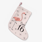 フラミンゴピンクスウィート16ストッキング片面 スモールクリスマスストッキング (正面 (吊り時))