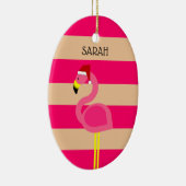 フラミンゴピンクストリップトロピカルクリスマス メタルオーナメント (右)