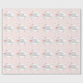 フラミンゴピンクダイヤモンドハッピーバースデー ラッピングペーパー (フラット)