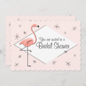 フラミンゴピンクダイヤモンドブライダルシャワー 招待状 (正面/裏面)
