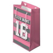 フラミンゴピンクチャークチームジャージ名門私立校風のストライプ スモールペーパーバッグ (正面アングル)