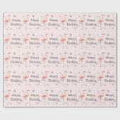 フラミンゴピンクハッピーバースデー包装紙 ラッピングペーパー (フラット)