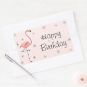フラミンゴピンクハッピーバースデー長方形 長方形シール (封筒)