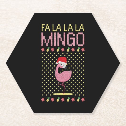 フラミンゴピンクビークギフトクリスマス ペーパーコースター (正面)
