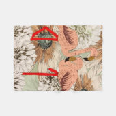 フラミンゴピンクフローラ熱帯葉グリッター フリースブランケット (正面(横))