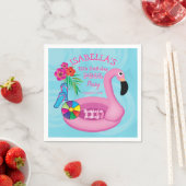 フラミンゴピンクフローラ12番目の誕生日プールパーティー スタンダードカクテルナプキン (インサイチュ)