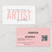 フラミンゴピンクプロフェッショナルメイクアップアーティスト 名刺 (正面/裏面)