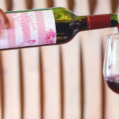 フラミンゴピンクホワイトストライプフローラシックシルバー ワインラベル