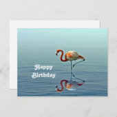 フラミンゴピンク反射ワイルドライフフォト誕生日 ポストカード (正面/裏面)
