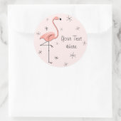 フラミンゴピンク文字シール ラウンドシール (バッグ)