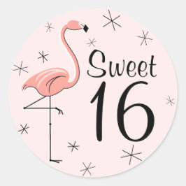 フラミンゴピンク甘い16シール ラウンドシール