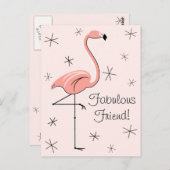 フラミンゴピンク素敵な友人！垂直はがき ポストカード (正面/裏面)